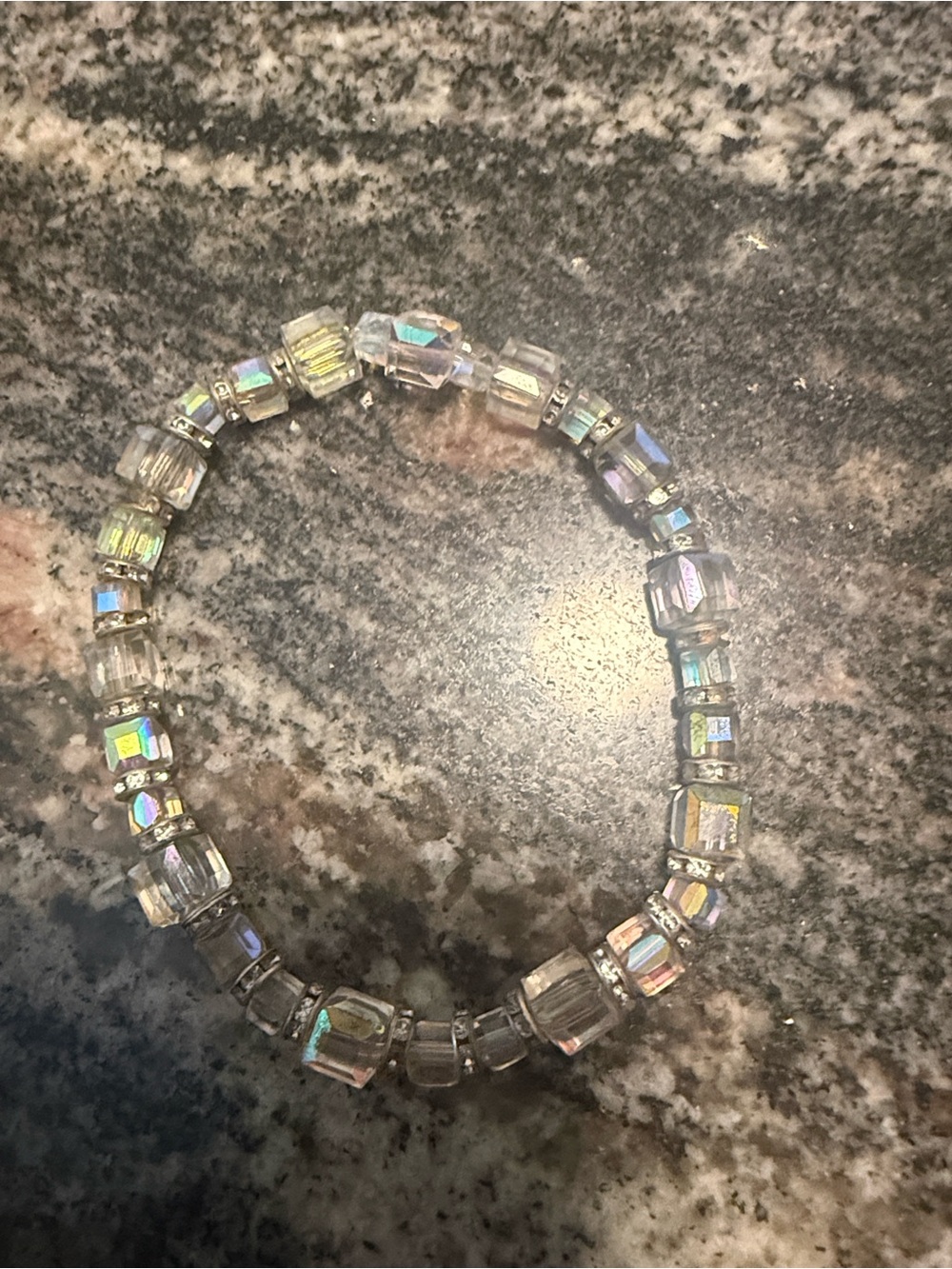 Aurora Crystal Stretch Bracelet - Clear Iridescent